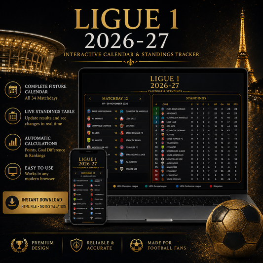 Ligue 1  Interactive Fixture Calendar & Live Standings Tracker