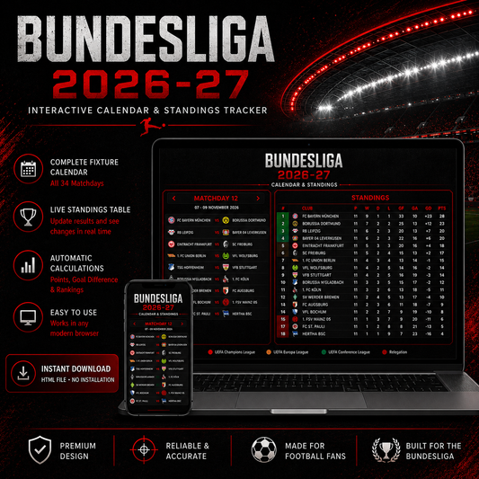 BUNDESLIGA Interactive Fixture Calendar & Live Standings Tracker